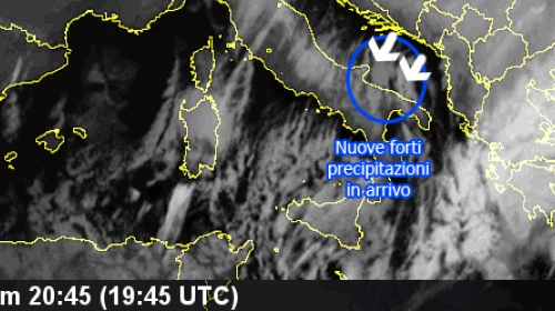 Forti precipitazioni previste a Matera in serata fino alla mattina di Mercoledì 31